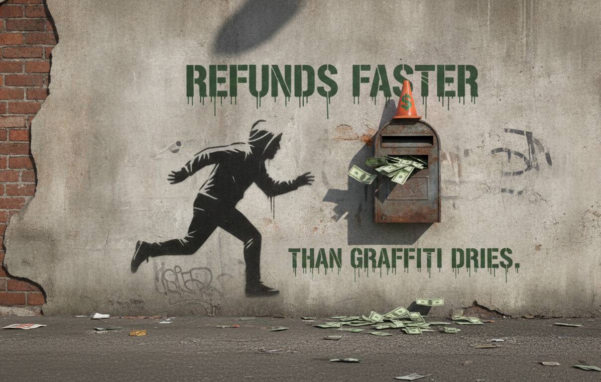 Refunds Faster Than Graffiti Dries